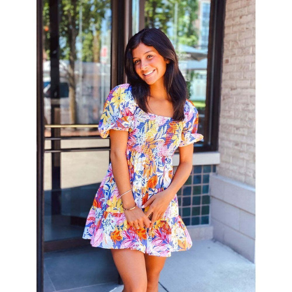 FLYING TOMATO LOVELY MEETING YOU WOVEN MINI DRESS FLORAL FLIRTY VACAY ID18744 - Picture 2 of 13